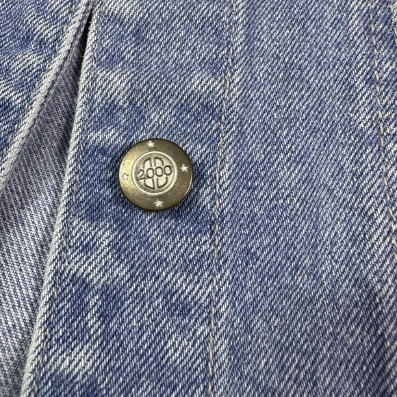 Bill Blass 90s Vintage Floral Embroidered Rhinestone Denim Jean Vest Size medium - Picture 9 of 10